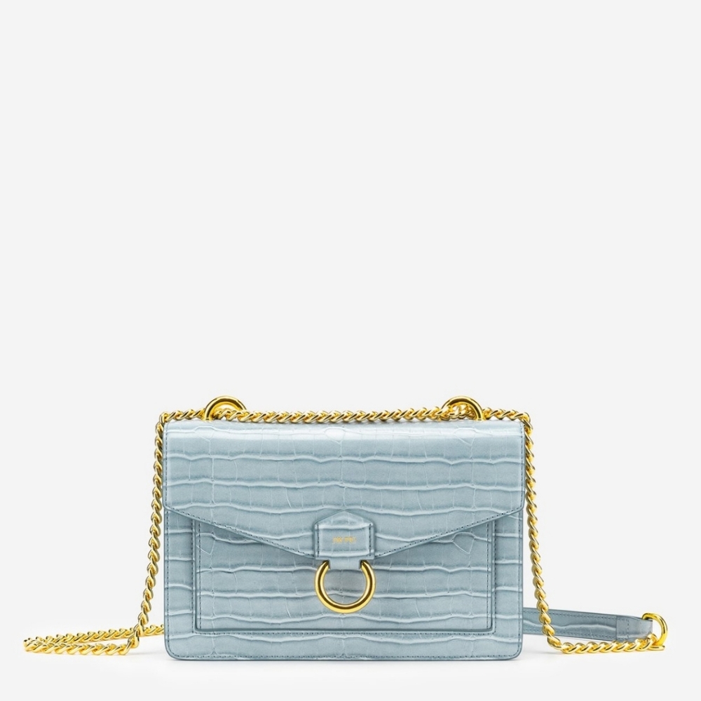 JW PEI Light Blue Crossbody Bag with Gold Chain
